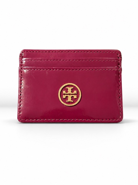Tory Burch Accessories - Tory Burch Robinson Patent Leather Card Holder Burgundy Gold Logo